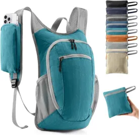10L Small Hiking Backpack Foldable Lightweight Travel Daypack Packable Hiking Camping Gym Pack for Women Men Daily Use (Teal Blue)