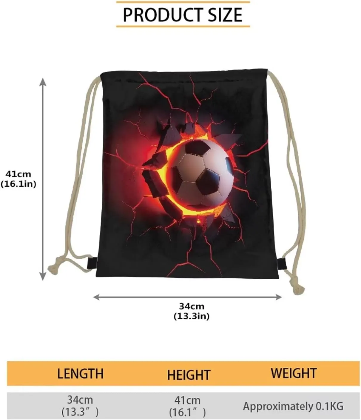 3D Soccer Print Drawstrings Backpacks Bags for Soccer Game,Black Swim Packs Daypack Large Pouch Shopping Travel Bags Sackpacks Gym