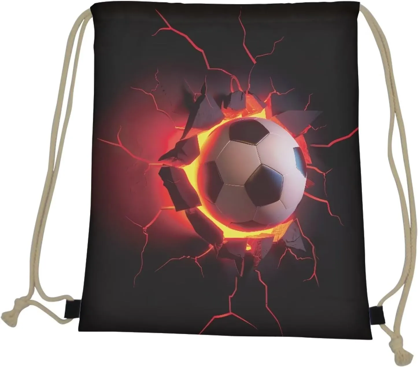 3D Soccer Print Drawstrings Backpacks Bags for Soccer Game,Black Swim Packs Daypack Large Pouch Shopping Travel Bags Sackpacks Gym