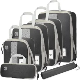 4/6 Set Compression Packing Cubes with lable for Travel, Expandable Packing Organizers, Carry On Luggage Suitcase Organizer Bags
