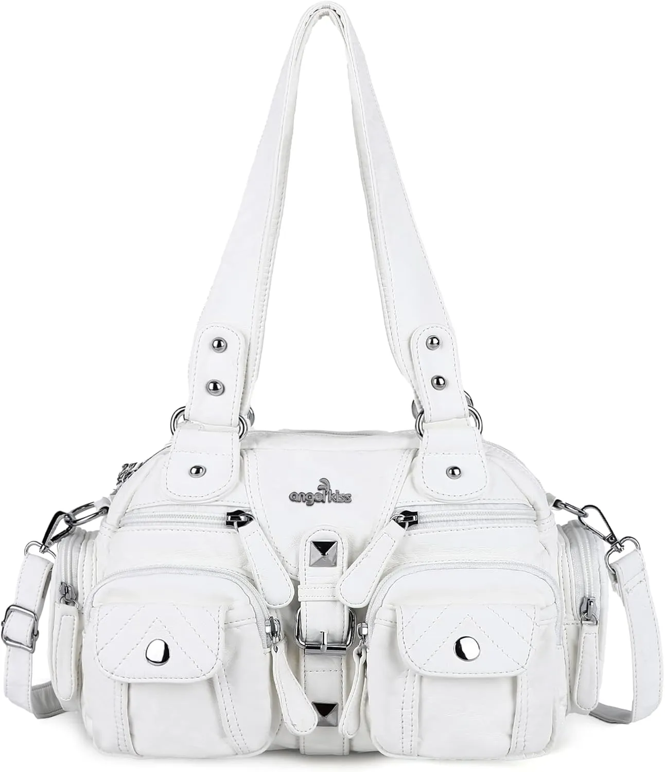 Angel Kiss Hobo Crossbody Purses for Women Shoulder Bag Multipocket Soft Hobo Purses Removable Strap Leather Handbags
