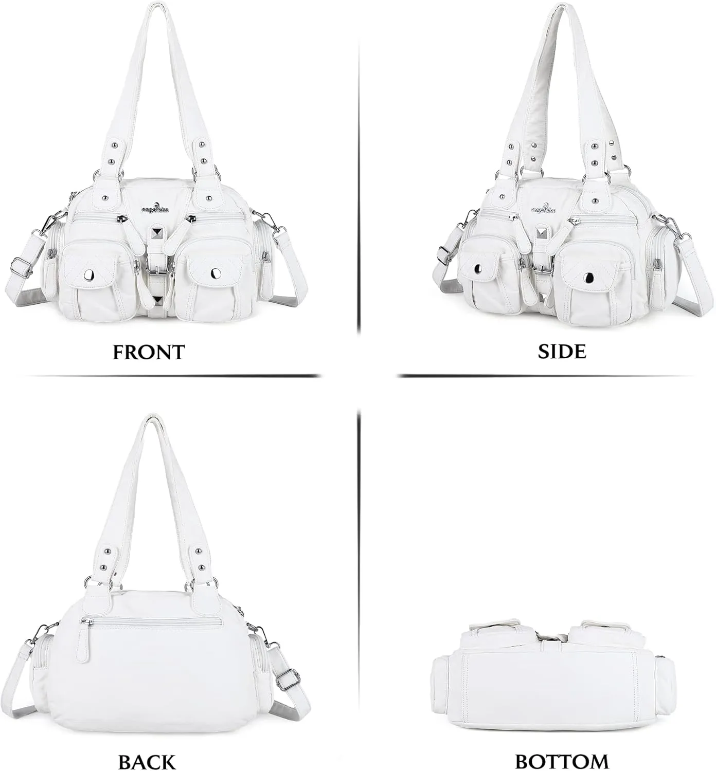 Angel Kiss Hobo Crossbody Purses for Women Shoulder Bag Multipocket Soft Hobo Purses Removable Strap Leather Handbags