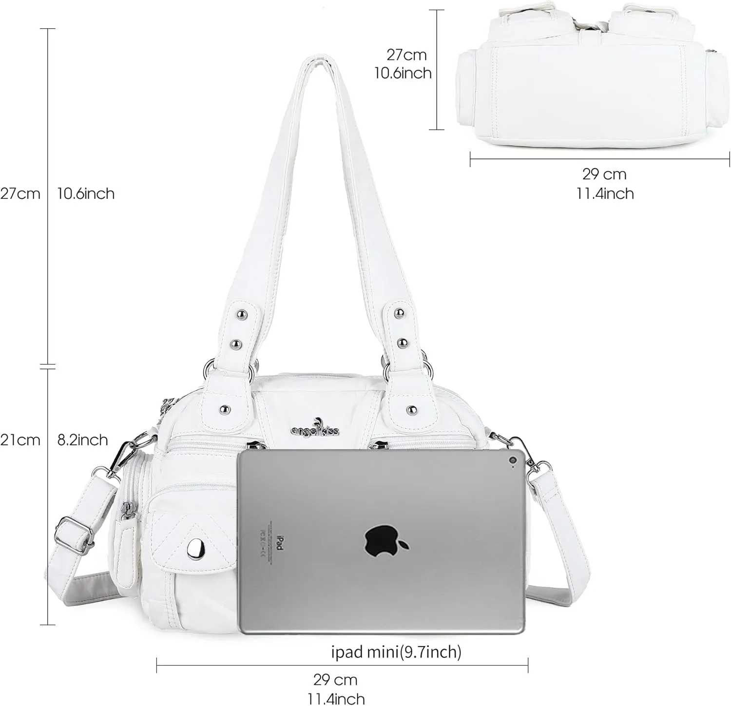 Angel Kiss Hobo Crossbody Purses for Women Shoulder Bag Multipocket Soft Hobo Purses Removable Strap Leather Handbags