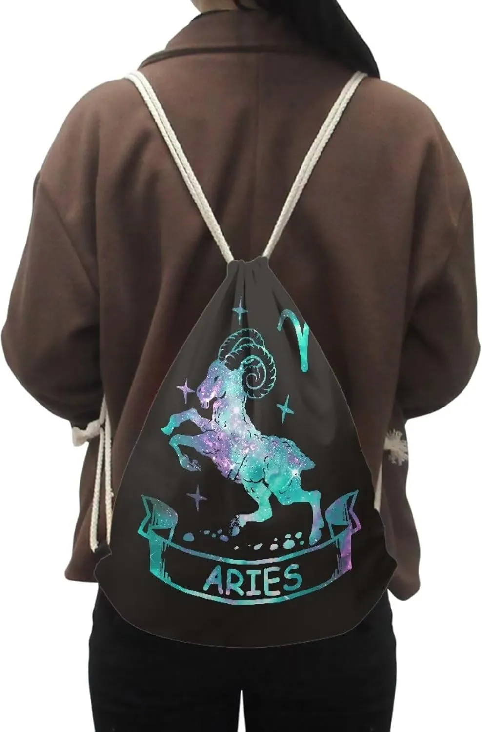 Aries Pattern Gym Bag Drawstring Bag Cinch Gym Backpack Outdoor Sport Bags for Womens Men Swimming Travel Organizer Mother's Day Gifts