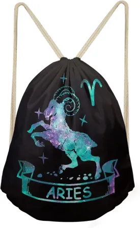 Aries Pattern Gym Bag Drawstring Bag Cinch Gym Backpack Outdoor Sport Bags for Womens Men Swimming Travel Organizer Mother's Day Gifts