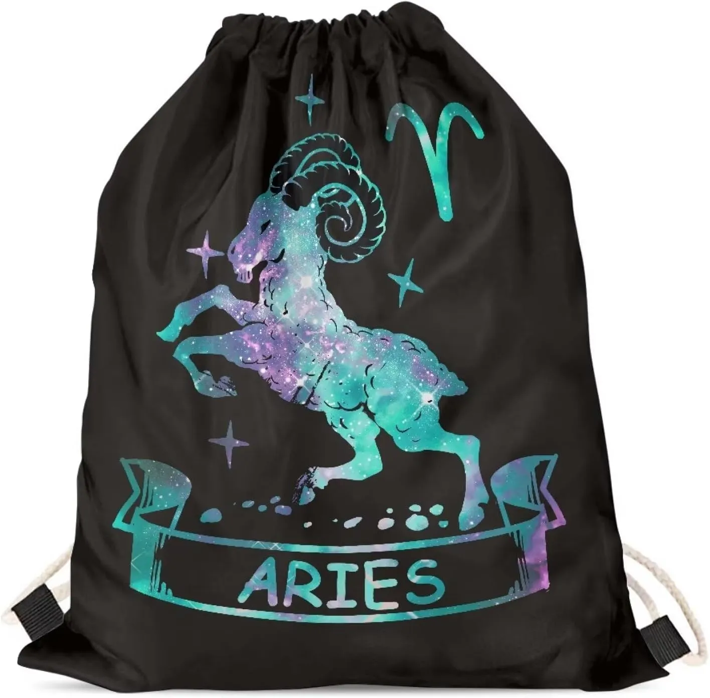 Aries Pattern Gym Bag Drawstring Bag Cinch Gym Backpack Outdoor Sport Bags for Womens Men Swimming Travel Organizer Mother's Day Gifts