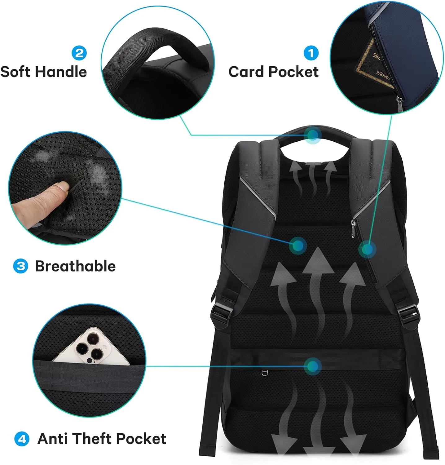BANGE Travel Backpack,Lightweight Work Backpacks for Men, Laptop Backpack for 15.6Inch, Fashion Backpack for Men and Women