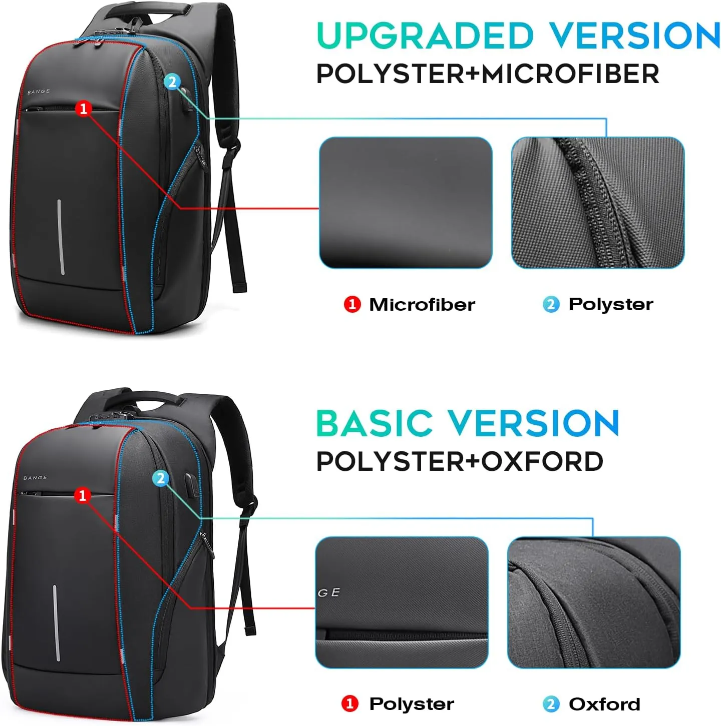 BANGE Travel Backpack,Lightweight Work Backpacks for Men, Laptop Backpack for 15.6Inch, Fashion Backpack for Men and Women