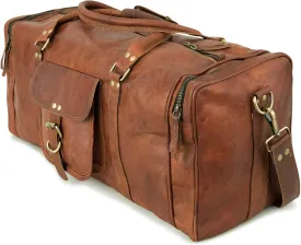 Berliner Bags Vintage Genuine Leather Duffle Bag New York L for Travel or the Gym, Weekender, Travel Bag, Overnight Bag for Men and Women - Brown