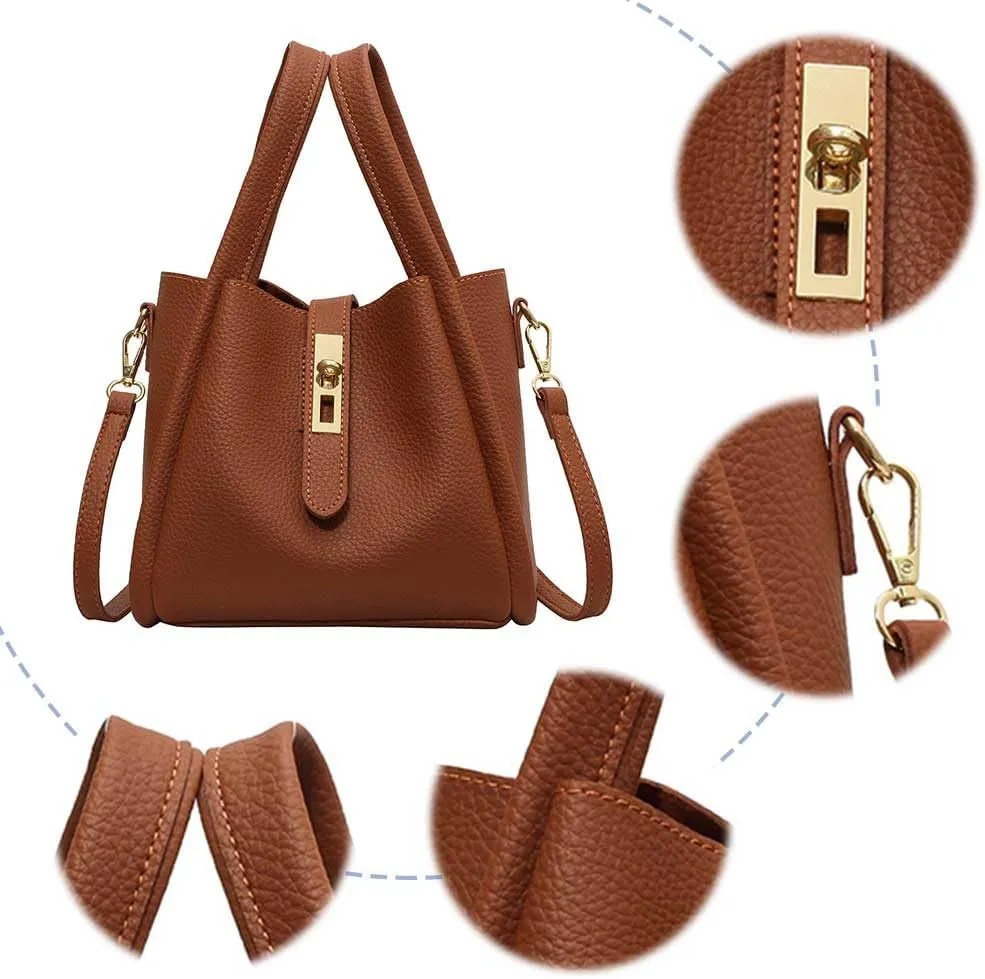 Bucket Bag for Women Leather Bucket Bags Trendy Bucket Purse Vintage Shoulder Bag Women's Tote Bags Handbags with Small Purse