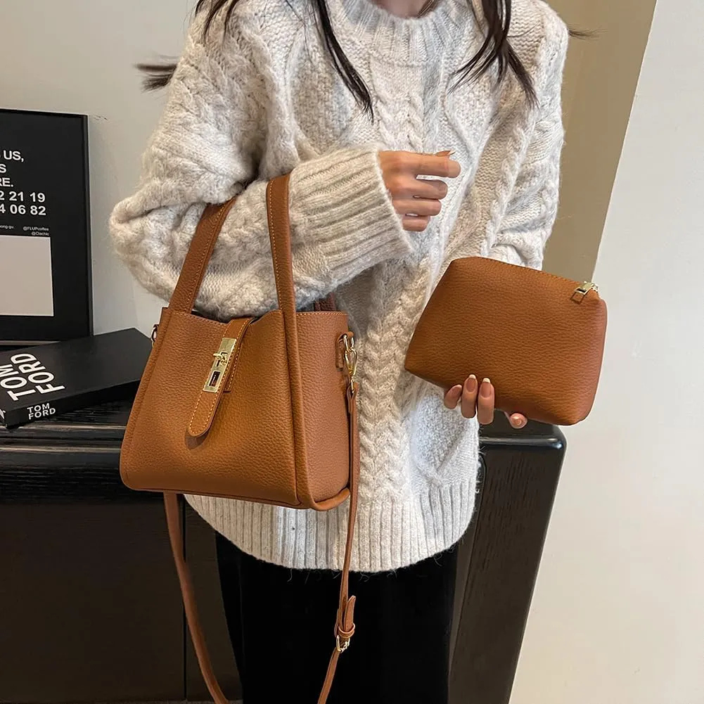 Bucket Bag for Women Leather Bucket Bags Trendy Bucket Purse Vintage Shoulder Bag Women's Tote Bags Handbags with Small Purse