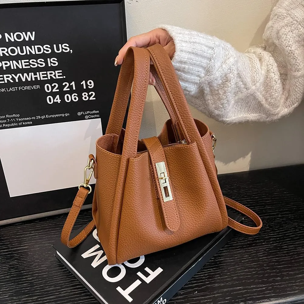 Bucket Bag for Women Leather Bucket Bags Trendy Bucket Purse Vintage Shoulder Bag Women's Tote Bags Handbags with Small Purse