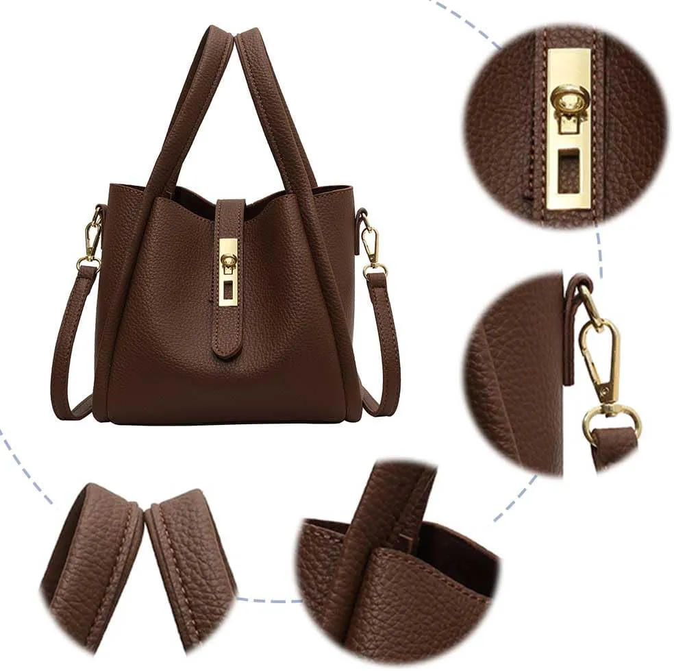 Bucket Bag for Women Leather Bucket Bags Trendy Bucket Purse Vintage Shoulder Bag Women's Tote Bags Handbags with Small Purse