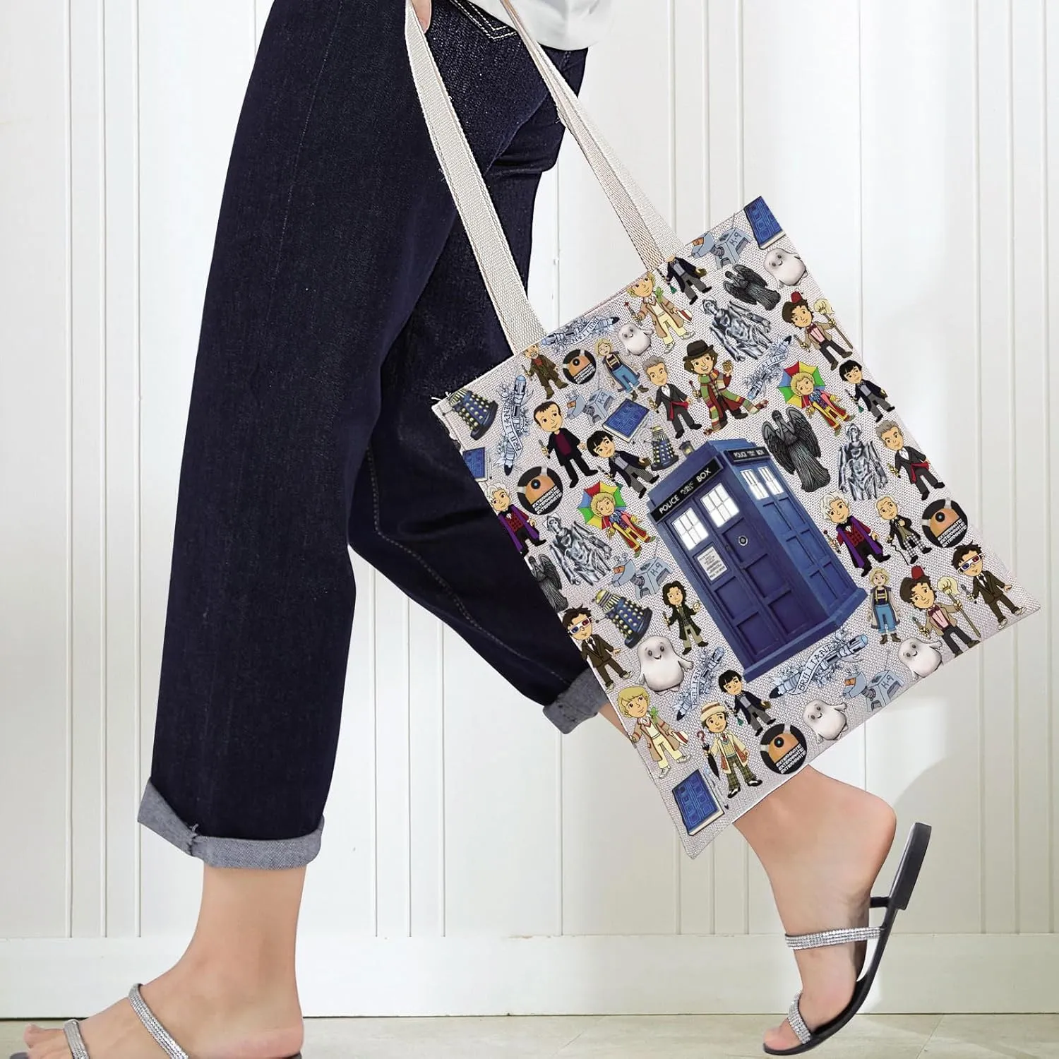 BWWKTOP Police Box Tote Bag William & Patrick Doctor Series Fans Gift Police Box Shoulder Bag For TV Show Fans