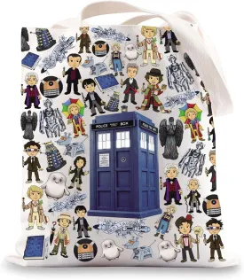 BWWKTOP Police Box Tote Bag William & Patrick Doctor Series Fans Gift Police Box Shoulder Bag For TV Show Fans