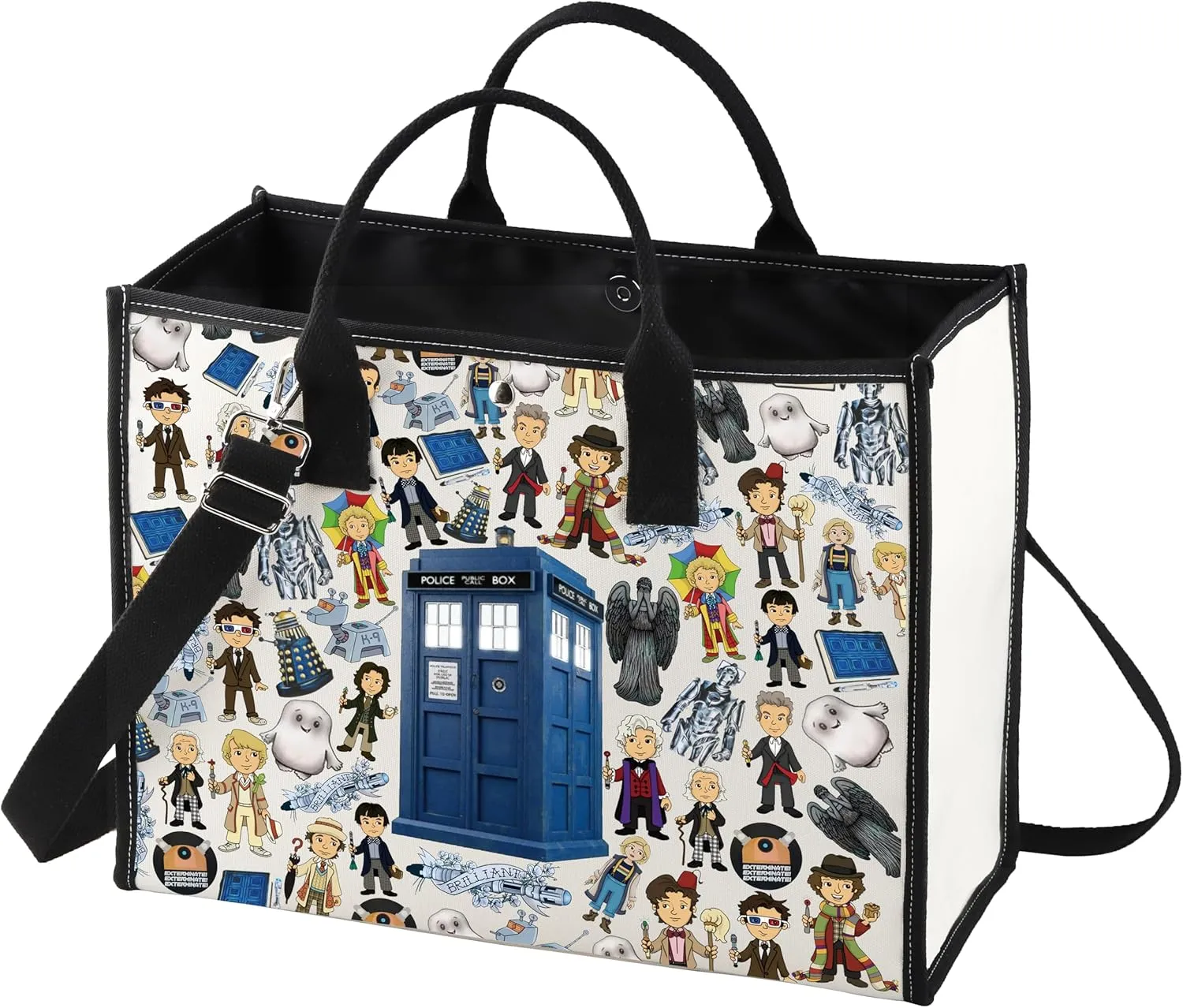 BWWKTOP Police Box Tote Bag William & Patrick Doctor Series Fans Gift Police Box Shoulder Bag For TV Show Fans