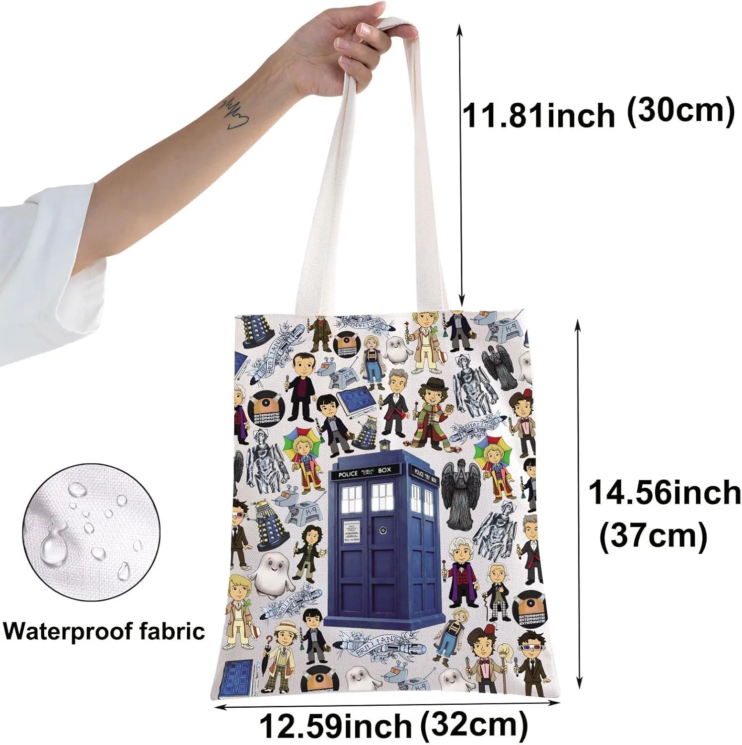 BWWKTOP Police Box Tote Bag William & Patrick Doctor Series Fans Gift Police Box Shoulder Bag For TV Show Fans