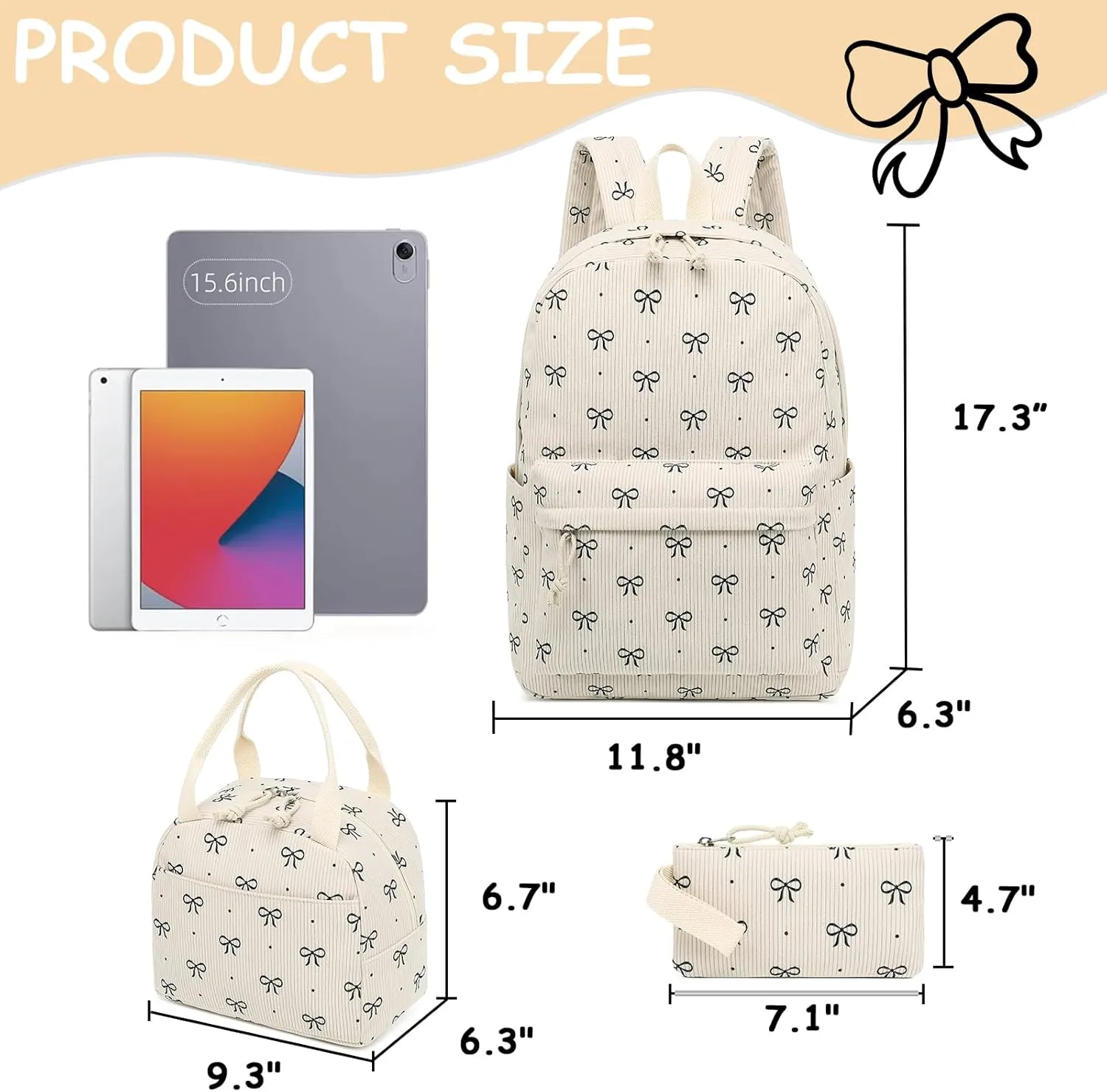 CAMTOP Backpack for School Kids Cute Backpacks for Girls Elementary Lighweight Bookbag with Lunch Box Pencil Case 3 in 1