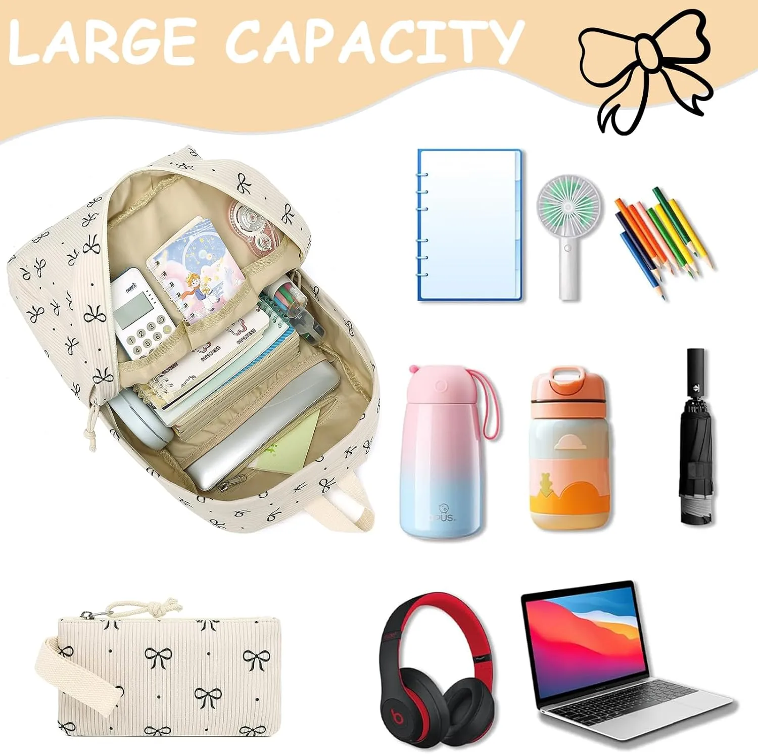 CAMTOP Backpack for School Kids Cute Backpacks for Girls Elementary Lighweight Bookbag with Lunch Box Pencil Case 3 in 1