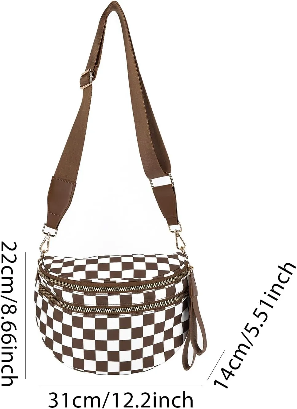 Checkered Crossbody Bum Bags for Women Nylon Checkered Purse Checkerboard Fanny Pack