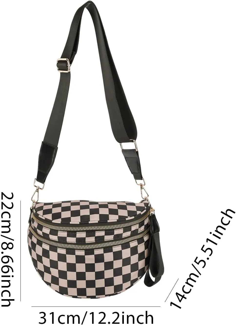 Checkered Crossbody Bum Bags for Women Nylon Checkered Purse Checkerboard Fanny Pack