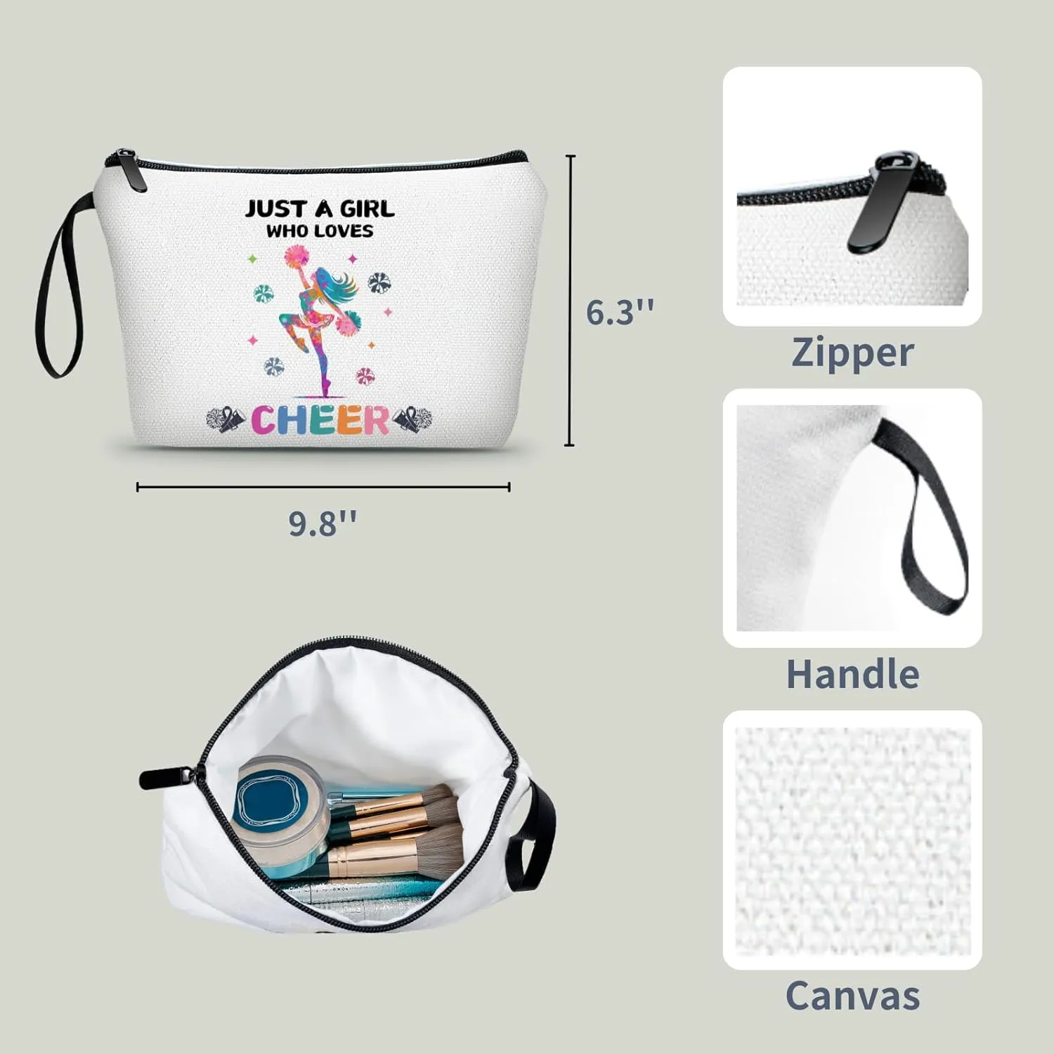 Cheer Makeup Bag, Multicolour, Cheerleader Gift, Travel Organizer