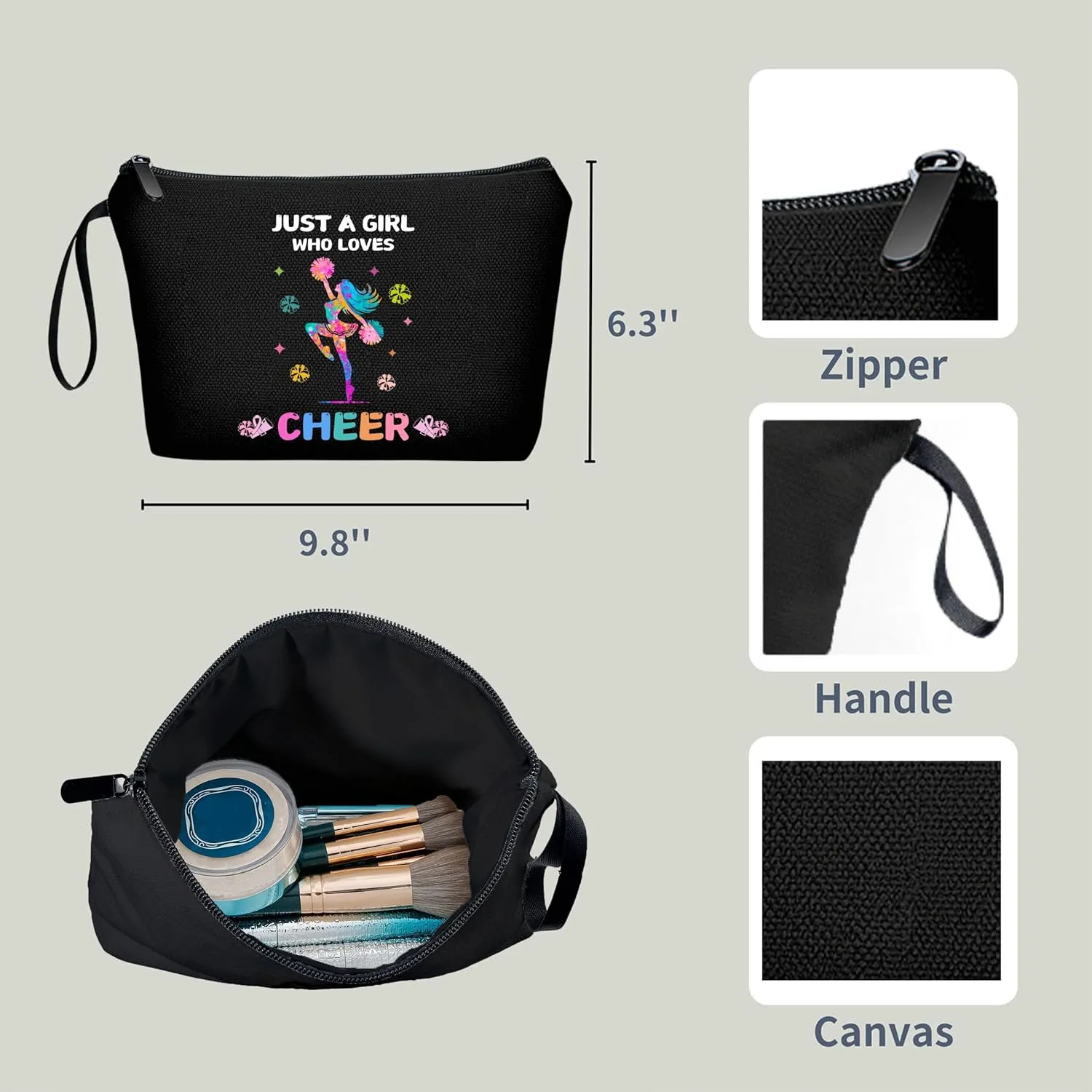 Cheerleader Gifts,Cheerleading Gifts for Girls,Cheer Bags for Cheerleaders,Woman Gifts for Birthday,Gifts for Teen Girls,Cheer Makeup Bag,Makeup Bags for Women,Gifts for Friends Female,Cheer Stuff