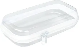 Clear Hard Plastic Zipper Case,1Pcs clear zipper caseProfessional-Grade Plastic Clear Zipper Pencil Case, Toiletry Pouch, Travel Organizer, Cosmetic Bag, Toy Storage Bins (1PCS-M)