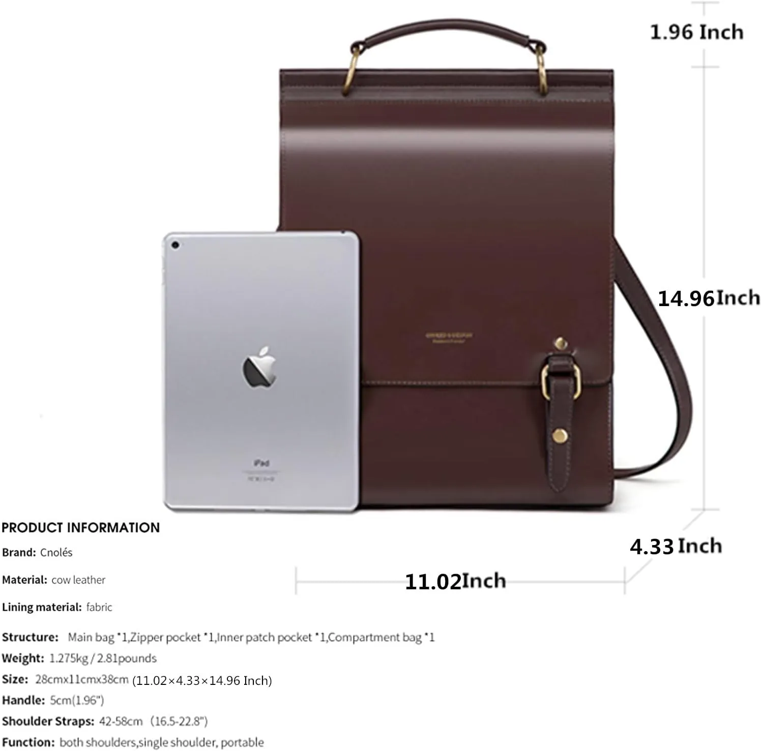 Cnoles Leather Backpack Purse For Women Fashion Ladies Vintage Bags Casual College Travel Backpacks Large bag Brown