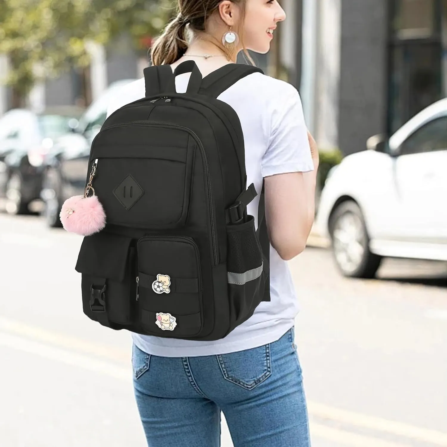 College School Backpack for Girls, Women Travel Laptop Backpacks Teens Middle High School Bookbag (Black)
