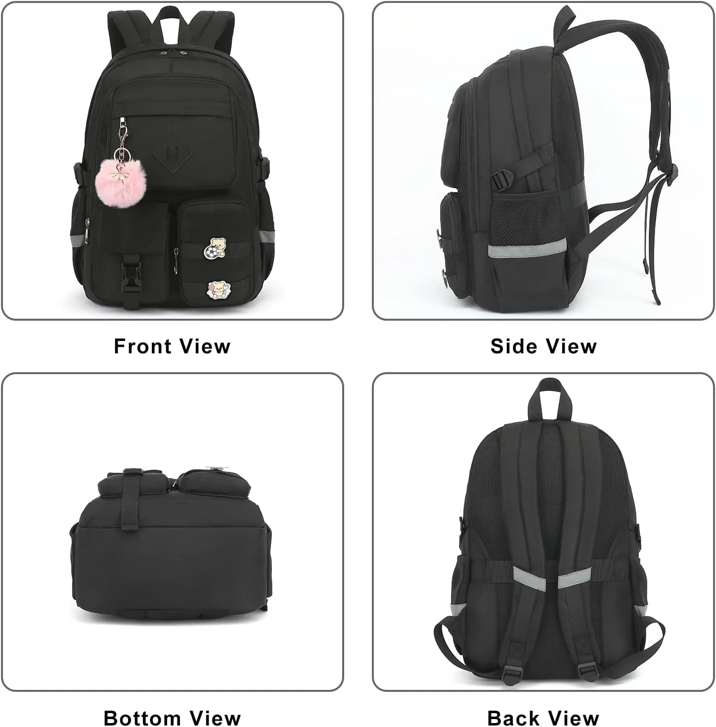 College School Backpack for Girls, Women Travel Laptop Backpacks Teens Middle High School Bookbag (Black)
