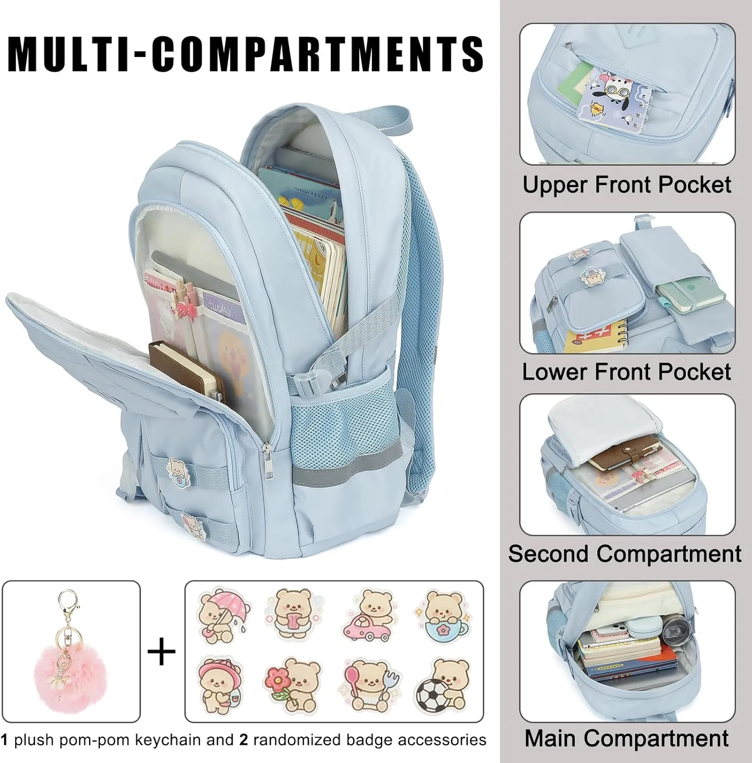 College School Backpack for Girls, Women Travel Laptop Backpacks Teens Middle High School Bookbag (Blue)
