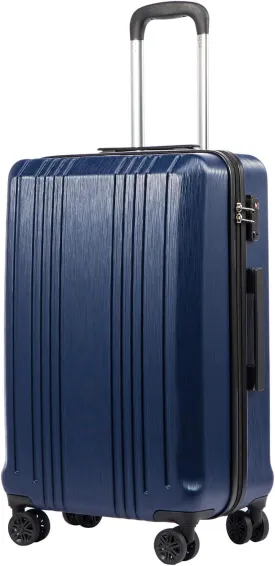 Coolife Luggage Expandable(only 28") Suitcase PC ABS with TSA Lock Spinner 20in 24in 28in (navy, S(20in_carry on))