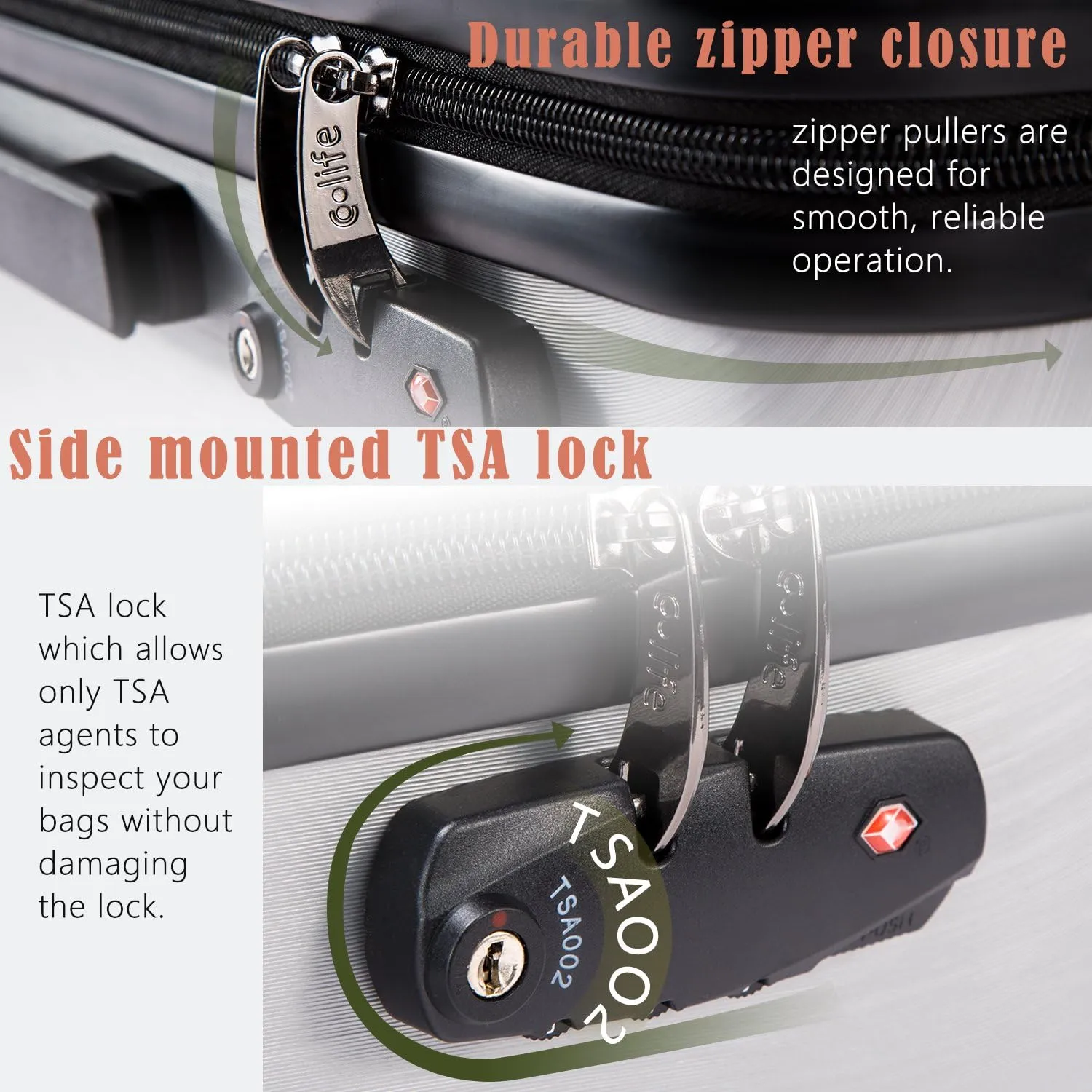 Coolife Luggage Expandable(only 28") Suitcase PC ABS with TSA Lock Spinner 20in 24in 28in (navy, S(20in_carry on))