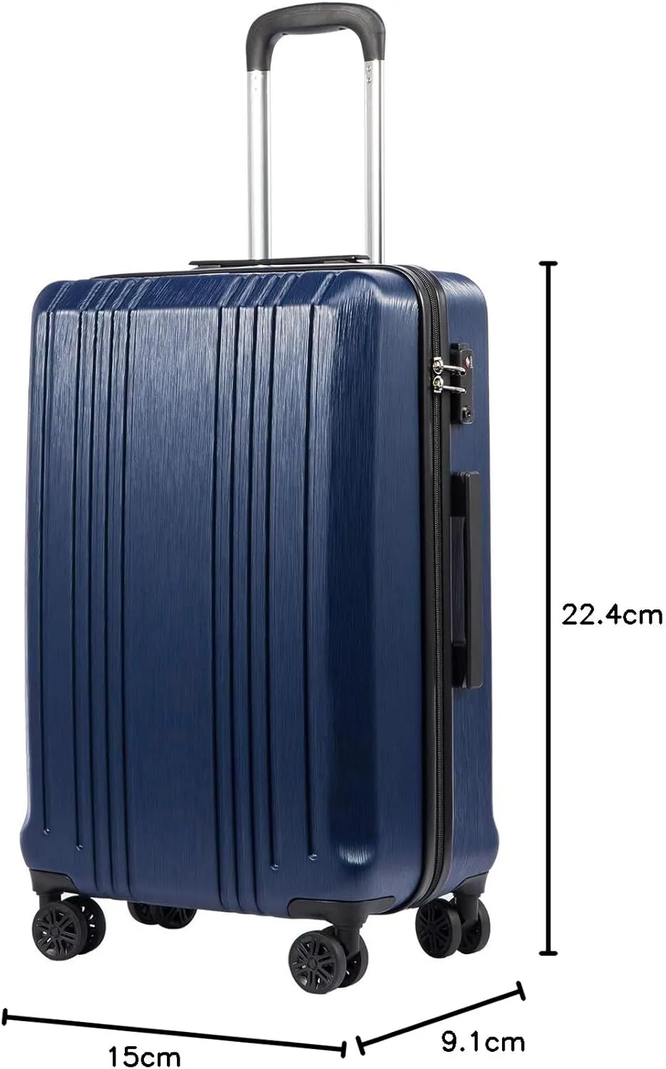 Coolife Luggage Expandable(only 28") Suitcase PC ABS with TSA Lock Spinner 20in 24in 28in (navy, S(20in_carry on))