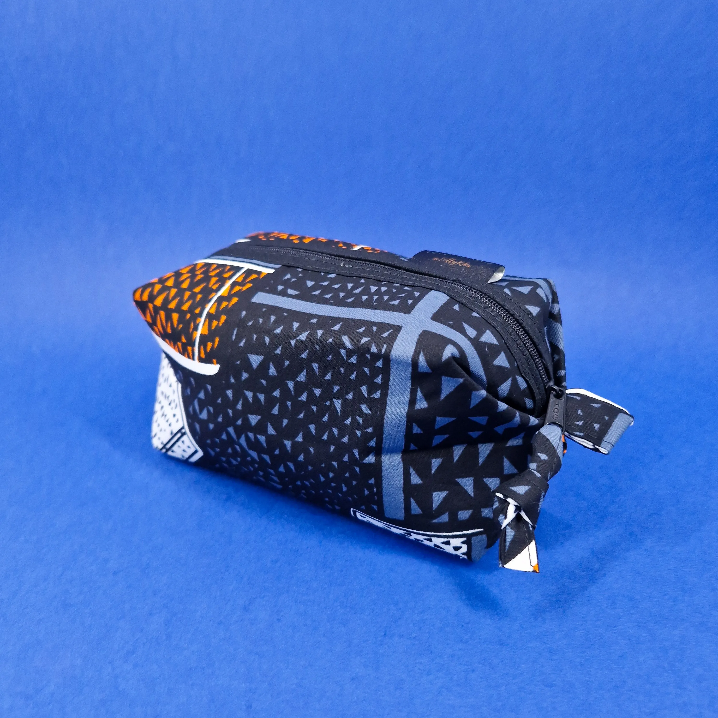 Cosmetic Bag - Grey and Orange