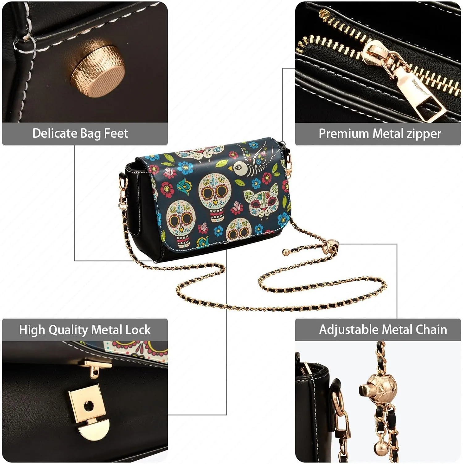 Crossbody Bags for Women Trendy Women's Black Shoulder Bag Small PU Leather Flap Cross Body Bag Handbags