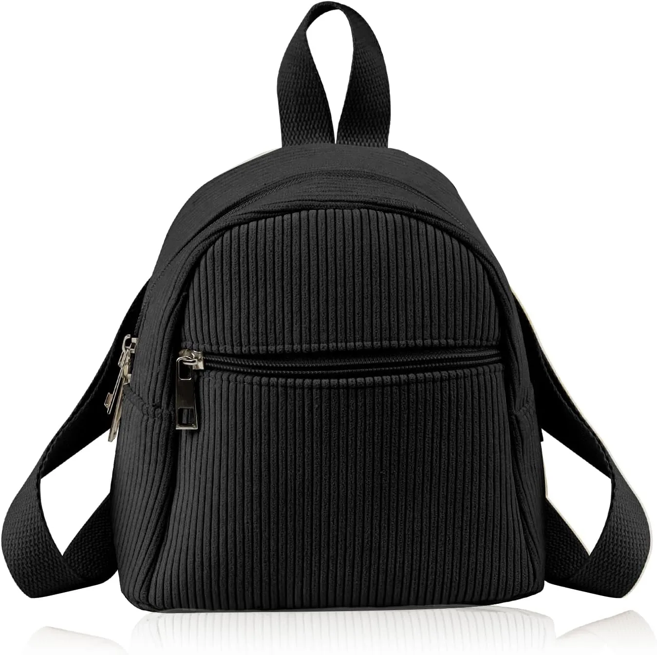 Cute Mini Backpacks, Corduroy Tiny Backpack Small Backpack for Women and Girls, Portable Ladies Backpack (black)