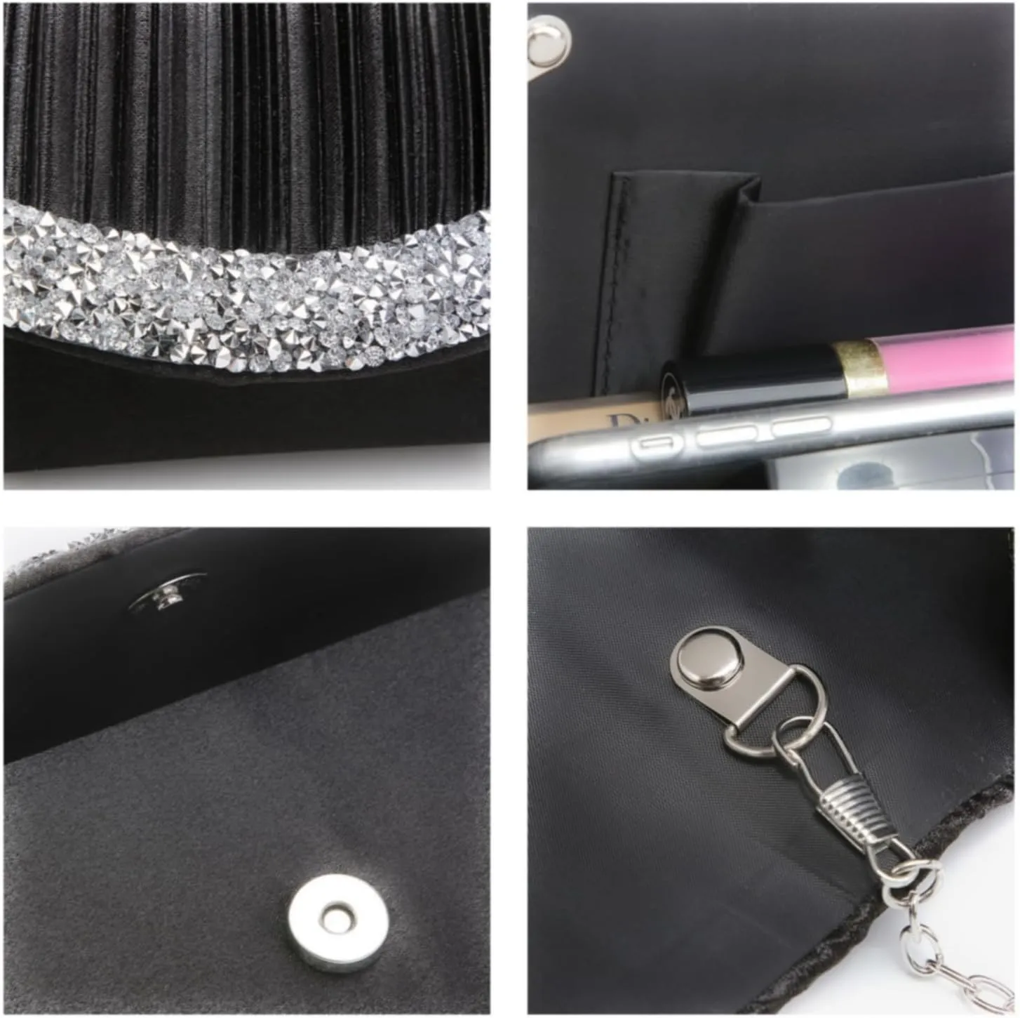 Dasein Clutch Purses for Women Evening Bags Formal Clutches with Rhinestones for Wedding Party Prom Dressy Purse