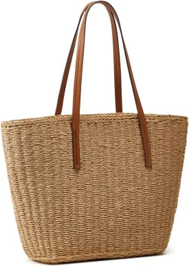 Epsion Straw Beach Bags Tote Tassels Bag Hobo Summer Handwoven Shoulder Bags Purse With Pom Poms