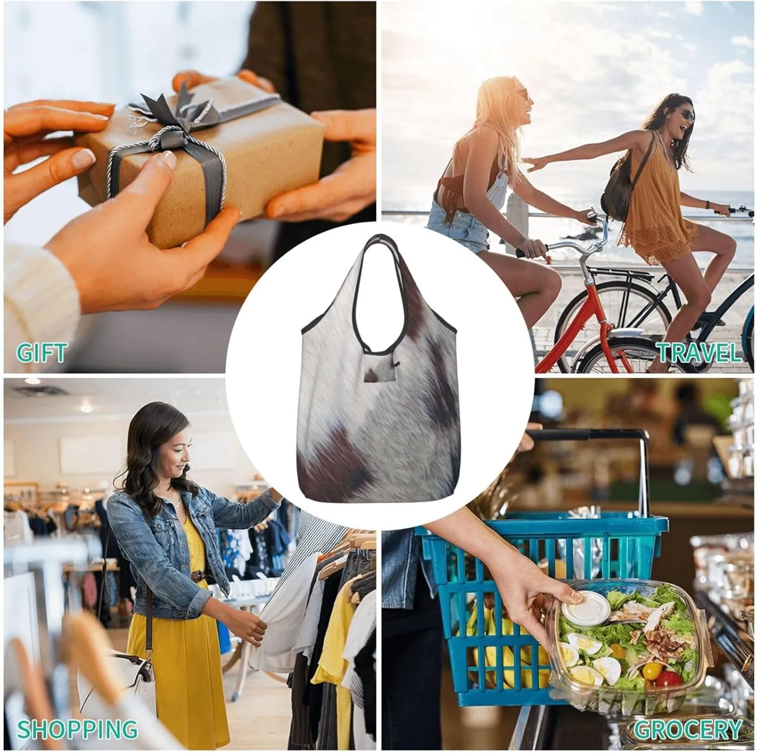 Foldable Reusable Shopping Tote  Waterproof, Lightweight & Durable for Groceries, Travel & Daily Use