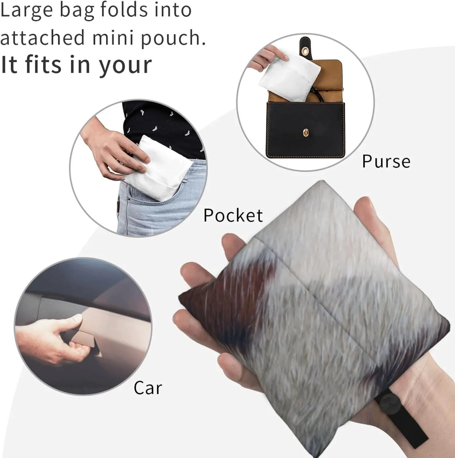 Foldable Reusable Shopping Tote  Waterproof, Lightweight & Durable for Groceries, Travel & Daily Use