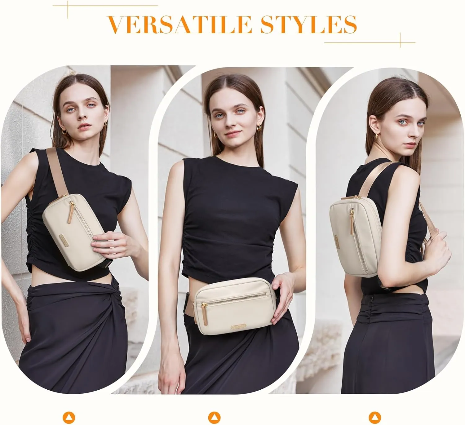 GOLF QUALTY Casual Fanny Pack Crossbody Bags for women & men, Adjustable Strap Water-resistant Belt Bag,Apricot