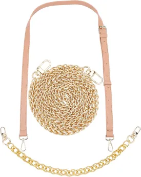 GORGECRAFT 3Pcs Adjustable Purse Straps PU Leather Crossbody Bag Strap Metal Golden Chain Links Long Replacement Handle Clasps for Women Handbags Shoulder Bags Daily Decorations Supplies