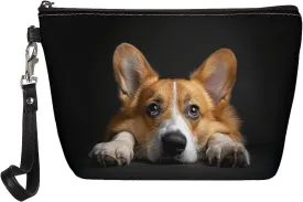 HUGS IDEA Black Corgi Cosmetic Bags Bulk Makeup Bags for Purse Small Cosmetic Bag Makeup Bags for Women Travel Toiletry Organizer Luggage Accessories