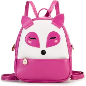 KL928 Girls Mini Backpack Toddler 3D Animal Casual Daypack PU Leather Preschool Convertible Shoulder Bag Gift for Kids (Fuchsia)