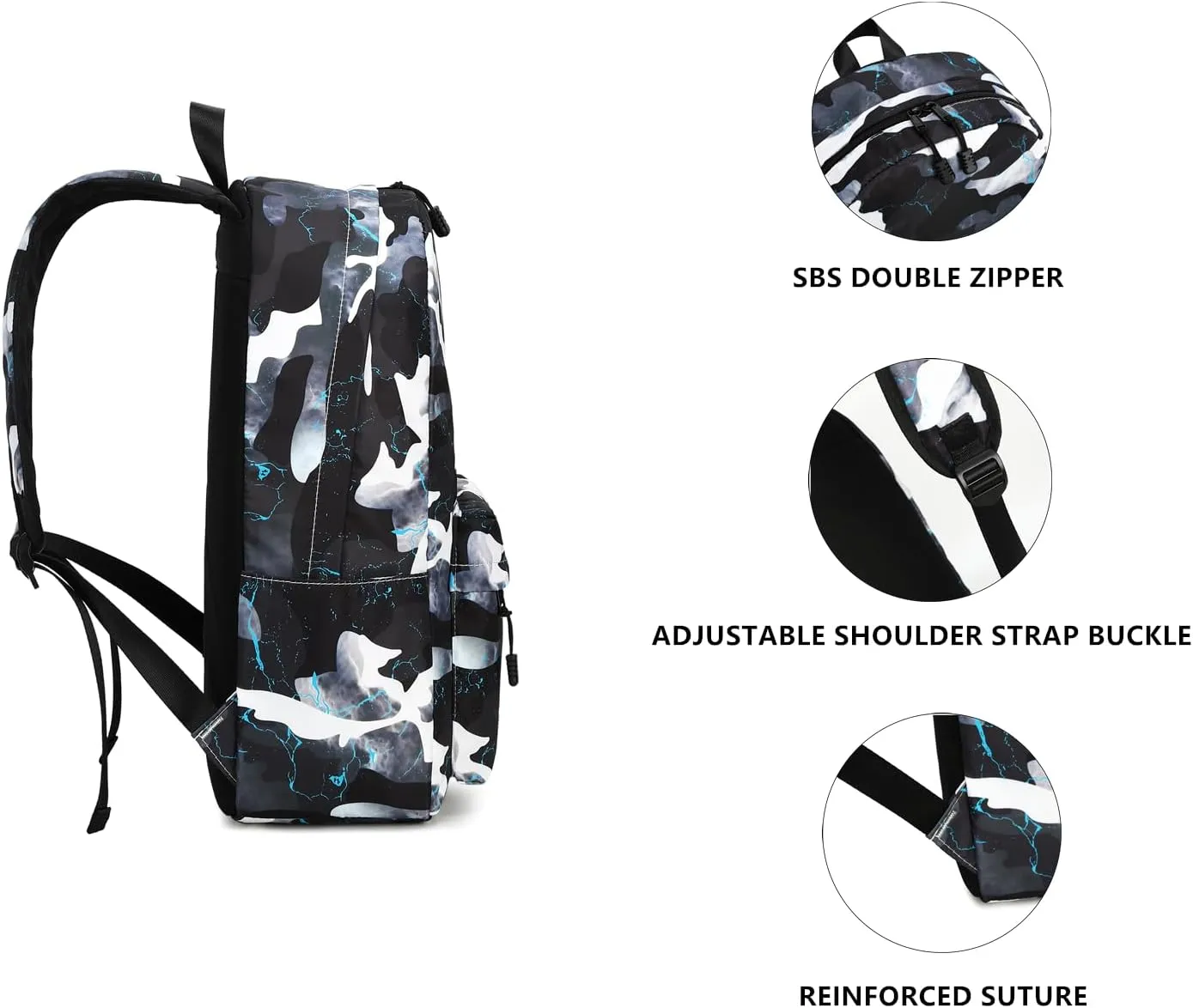 Lmwzh Backpack For Boys Girls Elementary Waterproof teen School Bags Kids Bookbag Lightweight Camo Black