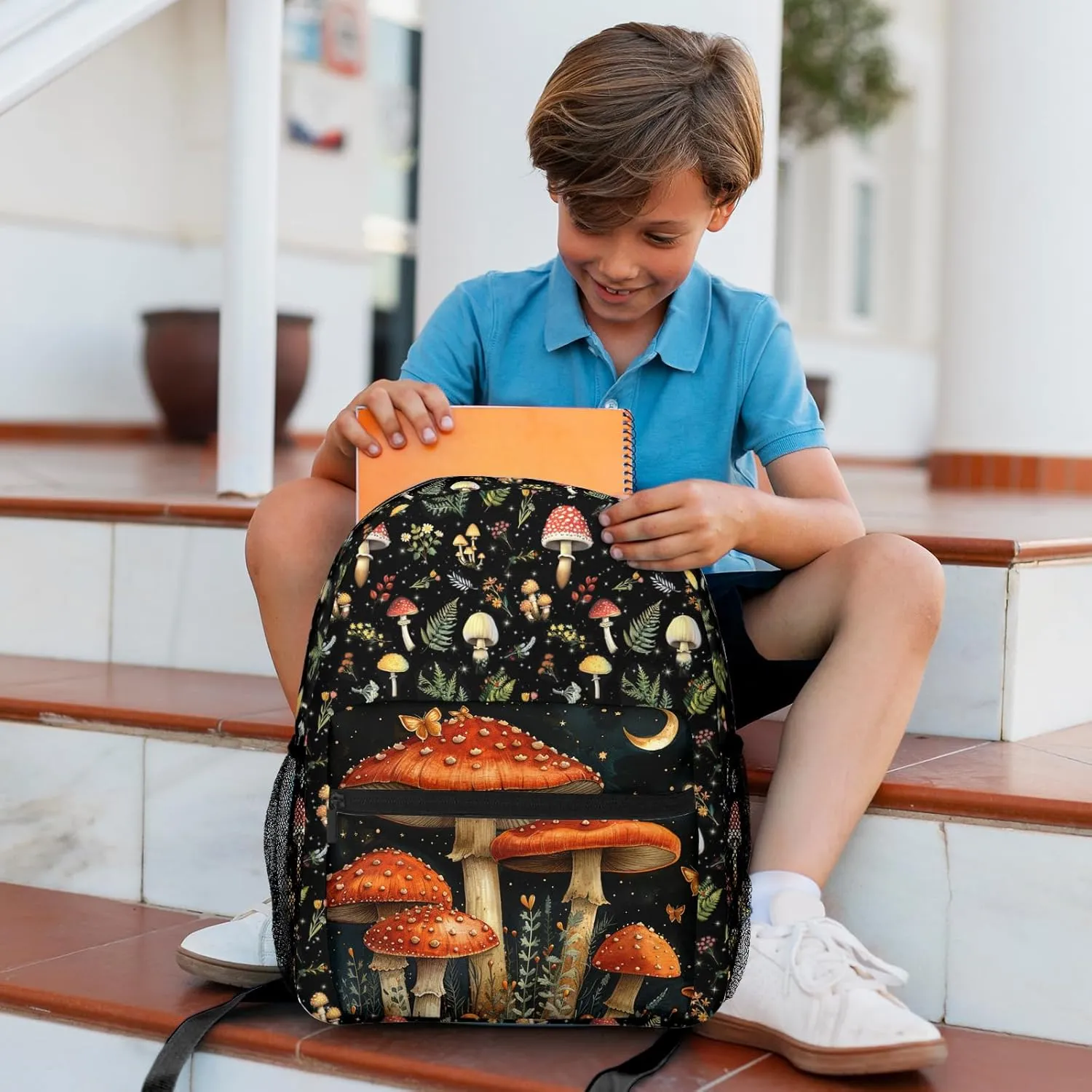 Mushroom Backpack for Boys Girls Bookbags Lightweight Adjustable Elementary Middle High School Bags for Kids Children Teenagers Travel Daypack Laptop Hiking Backpacks