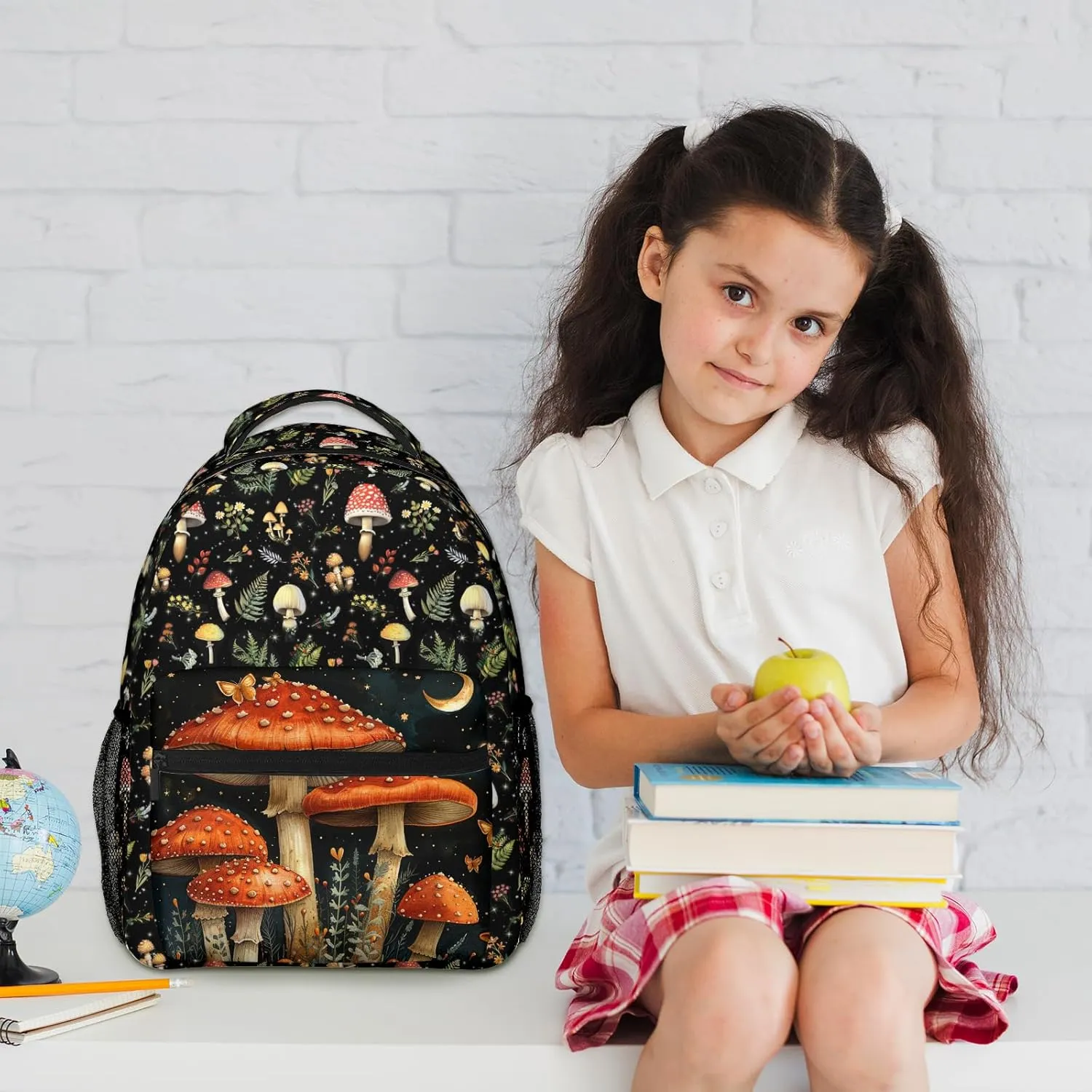 Mushroom Backpack for Boys Girls Bookbags Lightweight Adjustable Elementary Middle High School Bags for Kids Children Teenagers Travel Daypack Laptop Hiking Backpacks