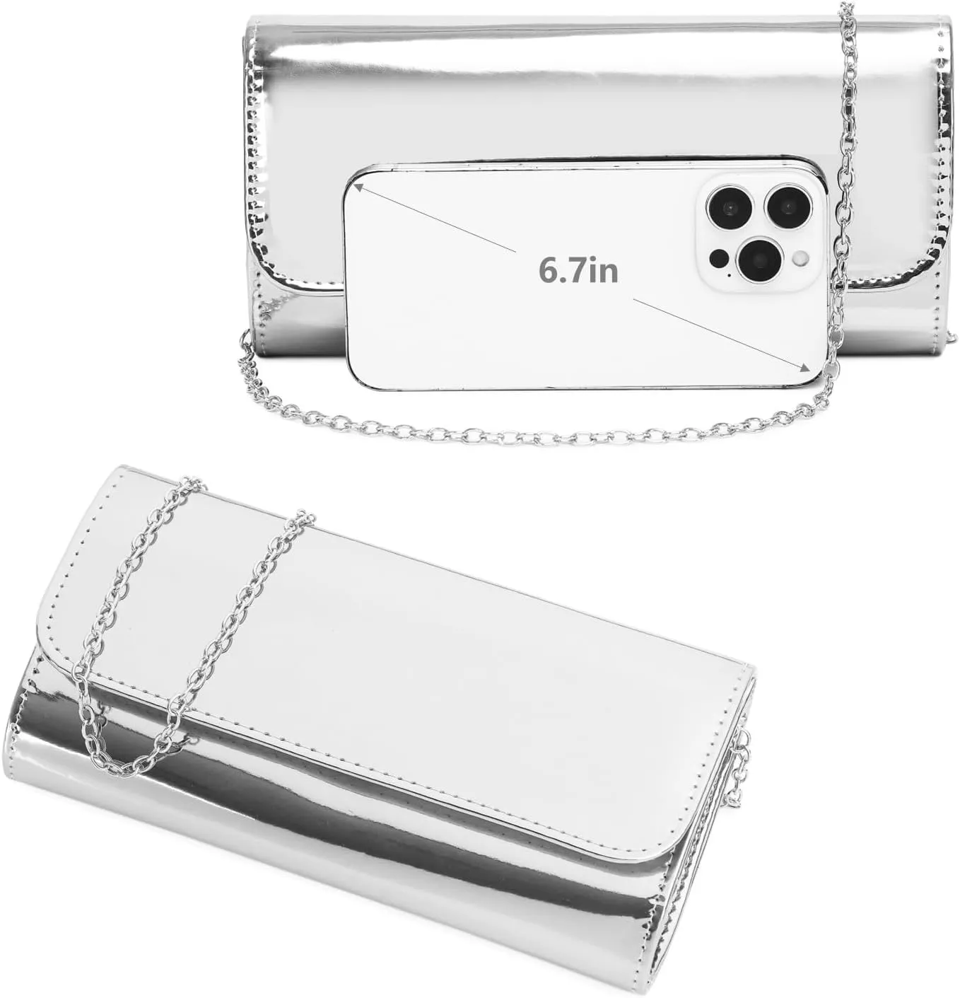 Patent Leather Envelope Clutch for Women Stylish Evening Handbag with Detachable Chain, Perfect for Wedding, Party & Prom